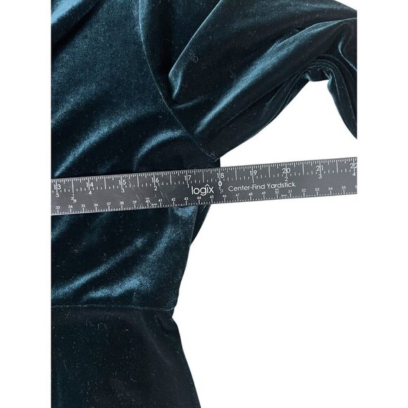 VTG 90s Y2K Velvet Empire Waist Maxi Dress Green Goth Dark Romance 8P Stretch - Picture 9 of 12